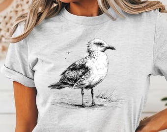 Seagull Tee | Hand-Drawn Sea Bird Illustration | Ocean Lover Gift