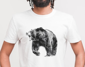 Camiseta Roaring Grizzly Bear: Camiseta unissex para aventuras ao ar livre