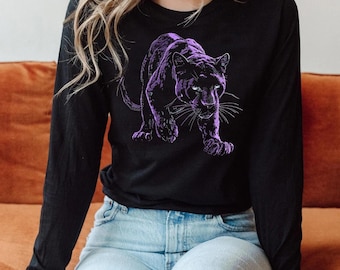 Camiseta de manga comprida Midnight Panther | Camiseta Sneaking Cougar