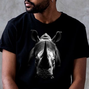 T-shirt rhinocéros majestueux, chemise rhinocéros, sauvez le rhinocéros, t-shirt zoo, t-shirt safari savane africaine, cadeaux de soutien à la conservation, portrait de rhinocéros