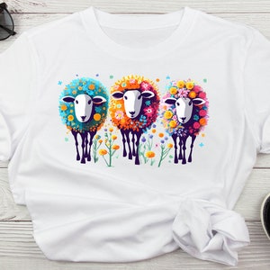Floral Sheep T-Shirt: Meadow Harmony Tee, Lamb Lover Gift
