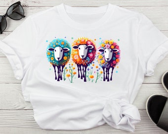 Floral Sheep T-Shirt: Meadow Harmony Tee, Lamb Lover Gift