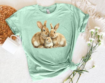 Camiseta Família Coelho, Ilustração de Coelho, Camiseta para Amantes de Animais