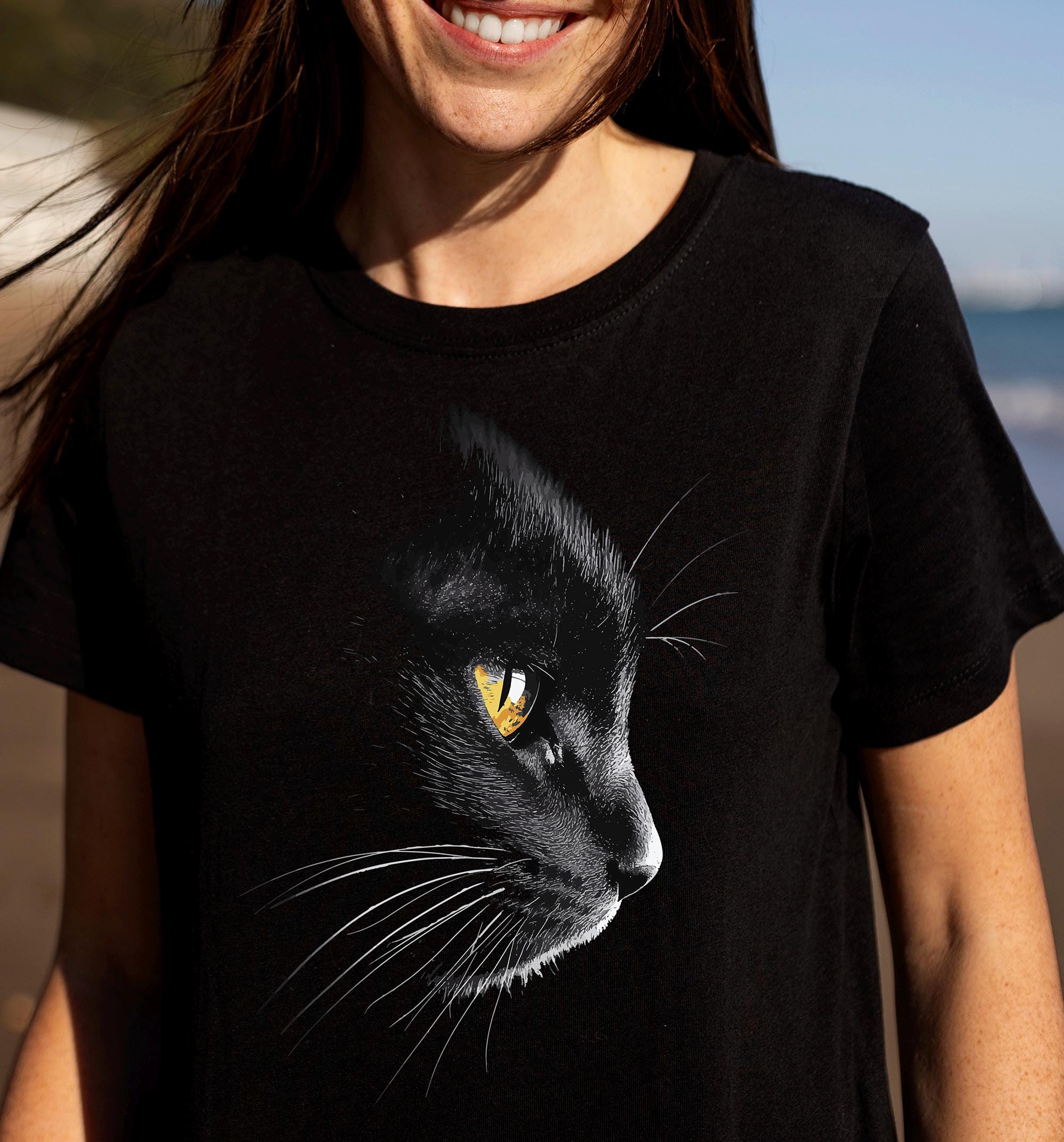 Black Cat Silhouette T-shirt: Unisex Cat Portrait Tee - Etsy