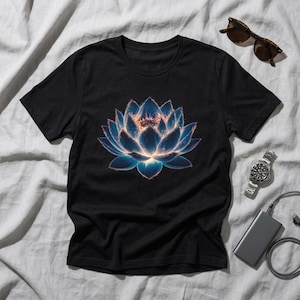 Camiseta de flor de loto luminosa: camiseta unisex de meditación, regalo de yoga espiritual
