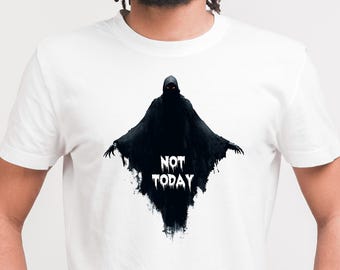 Grim Reaper Halloween Tee | Not Today T-Shirt | Funny Gothic Daredevil Shirt
