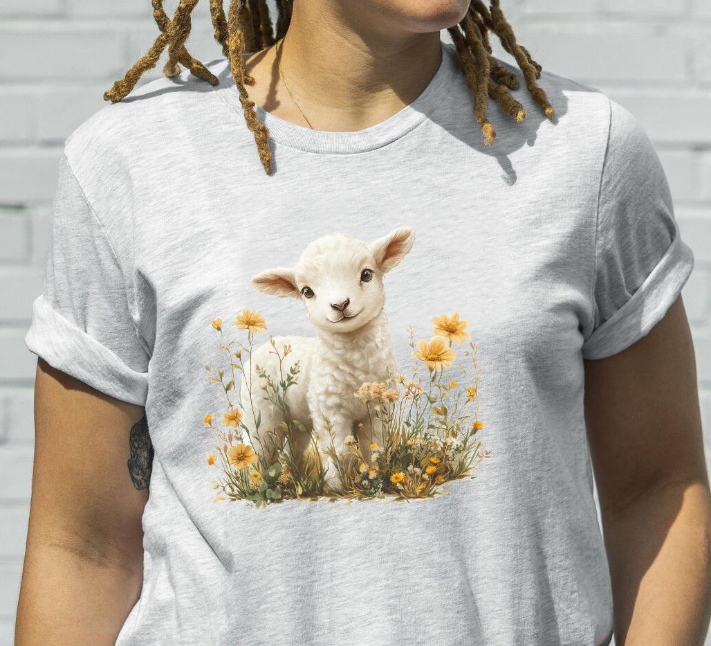 Floral Lamb T-shirt: Spring Sheep Meadow Unisex Jersey - Etsy