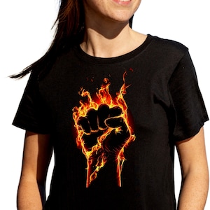 Flaming Fist Tee: Resilience Graphic T-Shirt