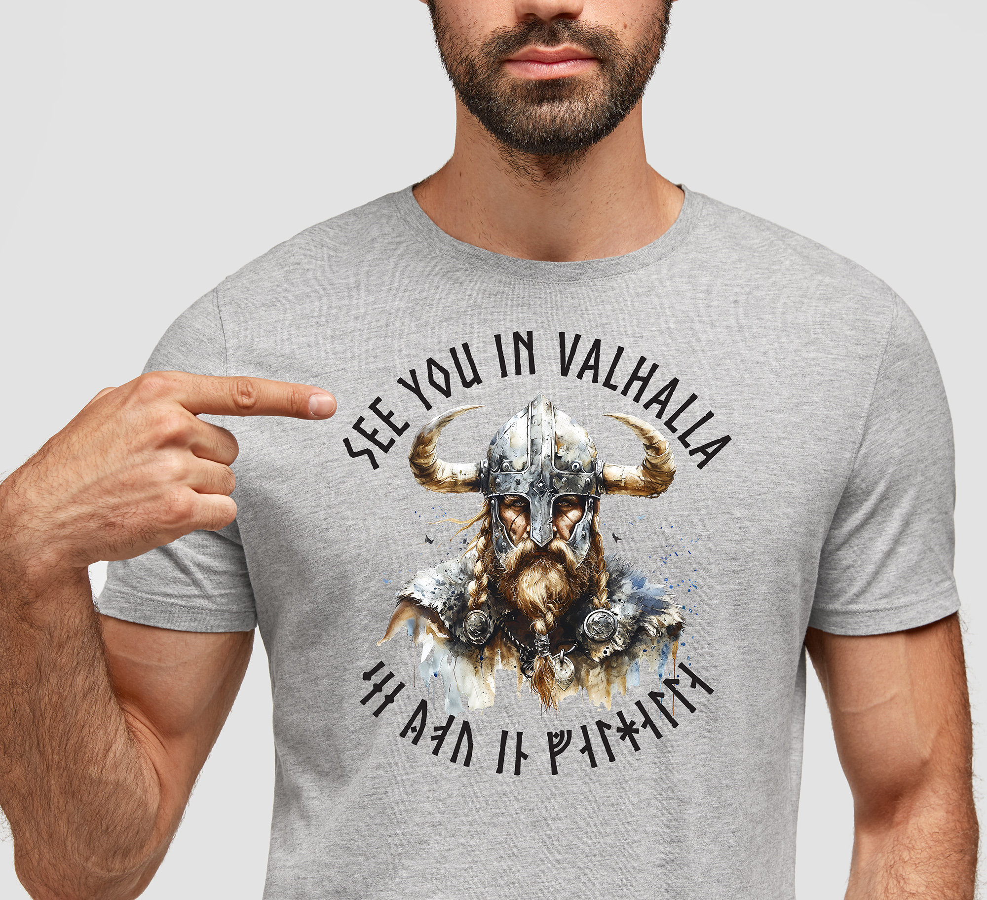 Neverless Maglietta Uomo Vikings See You In Valhalla, Spada E Rune, Nero, Taglia XL