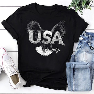 Camiseta con gráfico de águila calva de EE. UU.: camiseta patriótica estadounidense