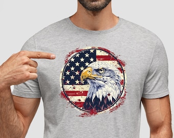 Maglietta Aquila Patriottica: Maglietta grafica con bandiera USA