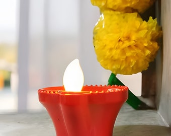 Water sensor led diya ,candle with water sensing technology eco-friendly , reusable (Pack of 12)