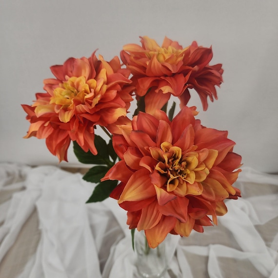 Rust Dahlia Silk Touch- Realistic Artificial Flowers