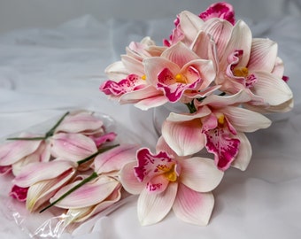 Pink Cymbidium  ( 6 Pack )  - Realistic Artificial Flowers