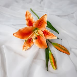 Orange Asiatic Lily Small - Realistic Artificial Flowers