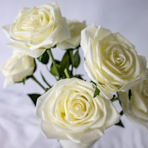 Off-White Natural Real Touch Rose -Realistic Artificial Flowers