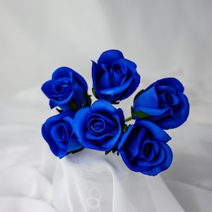 Blue Velveteen Rose Bud - Realistic Artficial Flowers