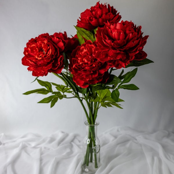 Red Peony Large Bloom -Realistic Artificial Flowers