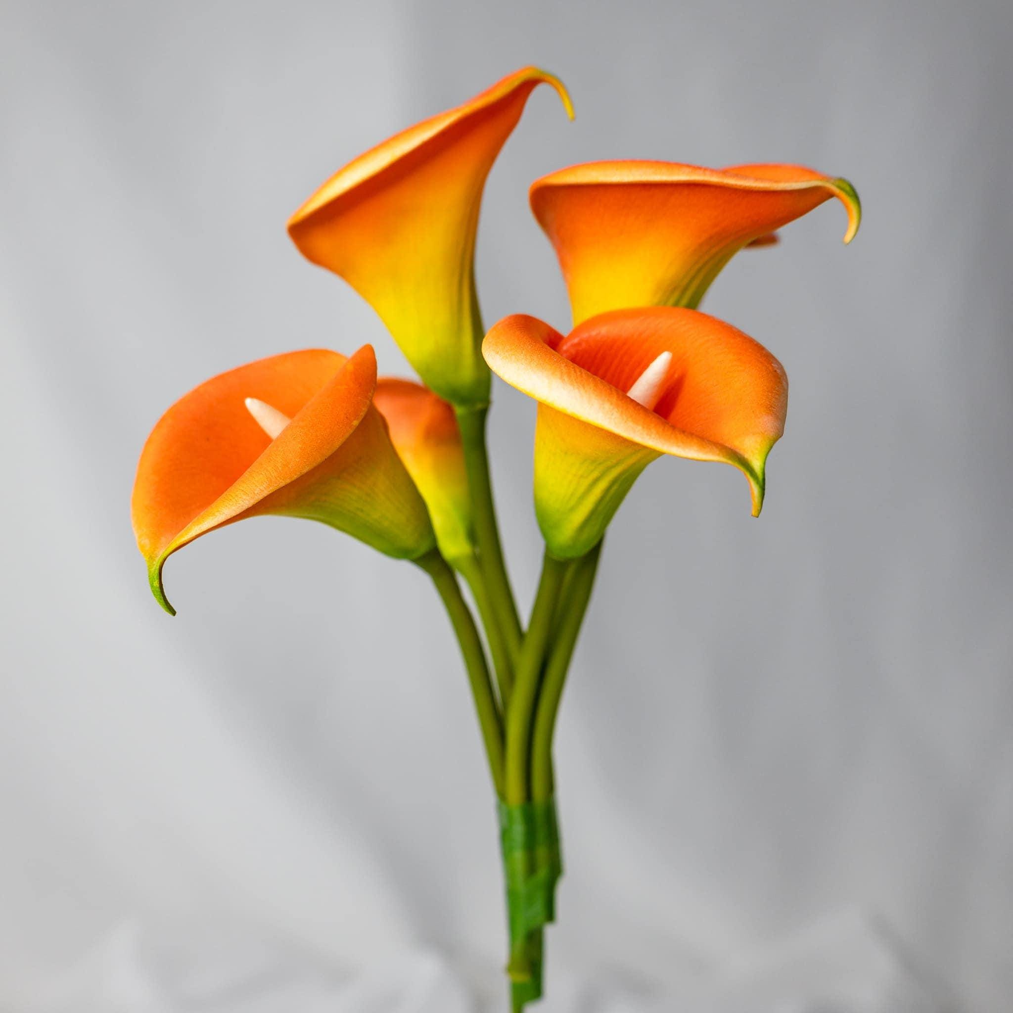 Orange Buttonhole Calla Lily - 6 Pack - Realistic Artificial