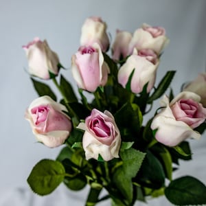 Pink Ice Real Touch Open Bud Rose -Realistic Artificial Flowers