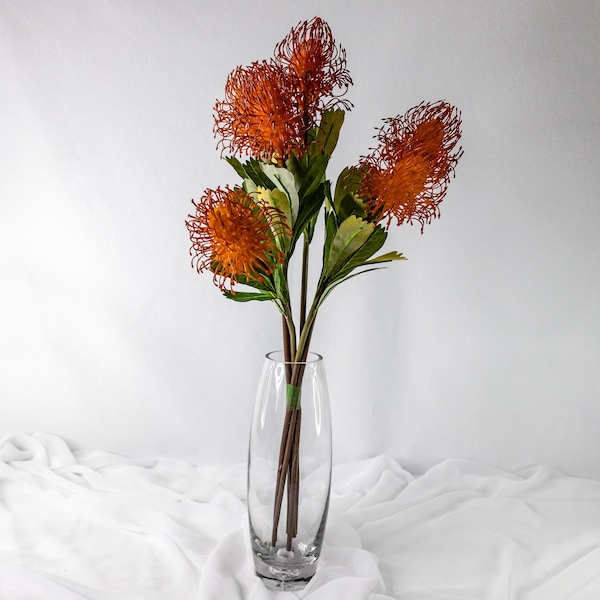 Burnt Orange Leucospermum - Realistic Artificial Flowers