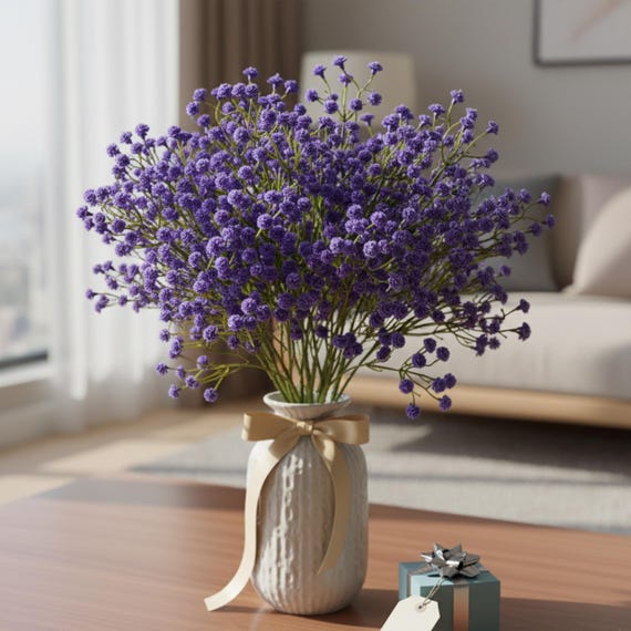 Real Touch Lavender Baby’s Breath | Faux Gypsophila Stem 70cm | Artificial Purple Flowers | Wedding, Home & Event Floral Decor, Gift For Her
