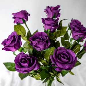 Purple Real Touch Half Bloom Rose   - Realistic Artficial Flowers