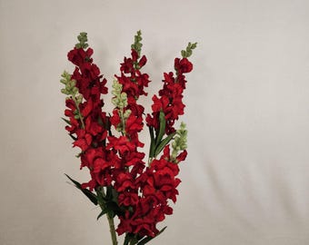 Red Snapdragon Artificial Soft Touch Silk Flowers -  Realistic Artificial Flowers