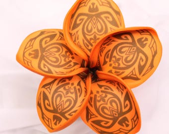Bright Orange Turtle Tattoo Frangipani Real Touch 9cm - Realistic Artificial Flowers