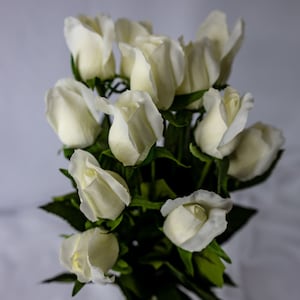 Bocciolo di rosa bianco sporco al tatto - Fiori artificiali realistici