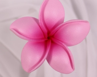 Small Pink Frangipani Real Touch, 6cm Faux Plumeria Flowerhead, Artificial Tropical Flower, Pink Frangipani for Crafts, Weddings and Decor