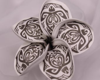 White and Black Turtle Tattoo Frangipani Real Touch 9cm - Realistic Artificial Flowers