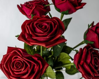 Red Natural Real Touch Rose Stem – Artificial Red Rose, Faux Real Touch Flower for Wedding Bouquets, Home & Event Décor