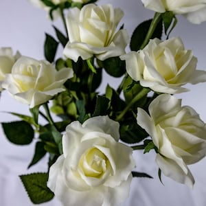 Off White Real Touch Open Bloom Rose - Realistic Artficial Flowers