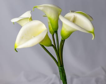 White Buttonhole Calla Lily 6 Pack, Real Touch Artificial Arum Lily