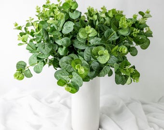 Goma de fieltro verde, tallo de vegetación artificial de tacto real, hoja de goma artificial para ramos y decoración del hogar