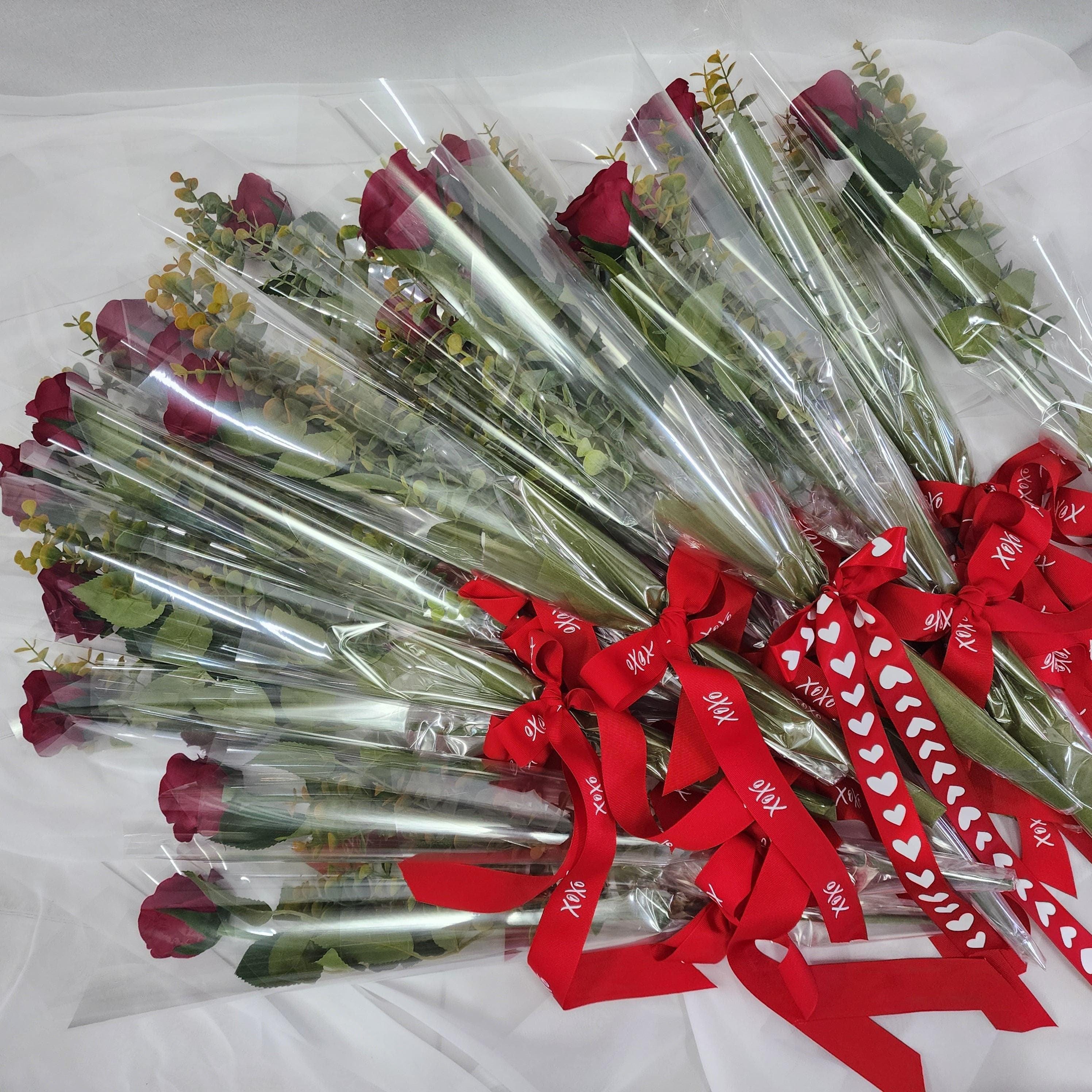 Wraped Roses Single Gift Wrapped, Single, Real Touch, Red Rose - Realistic Artificial ...