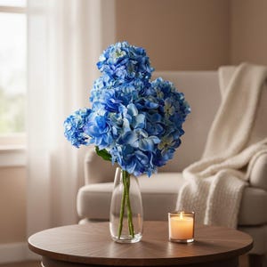 Realistic Blue Hydrangea Soft Touch - Artificial Faux Flowers for Home Decor, Weddings, Office, Bouquets & Special Events image 8