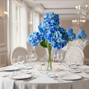 Realistic Blue Hydrangea Soft Touch - Artificial Faux Flowers for Home Decor, Weddings, Office, Bouquets & Special Events image 5
