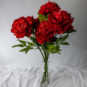 Red Peony Large Bloom - Realistic Artificial Flowers