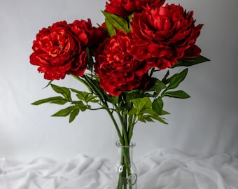 Red Peony Large Bloom - Realistic Artificial Flowers