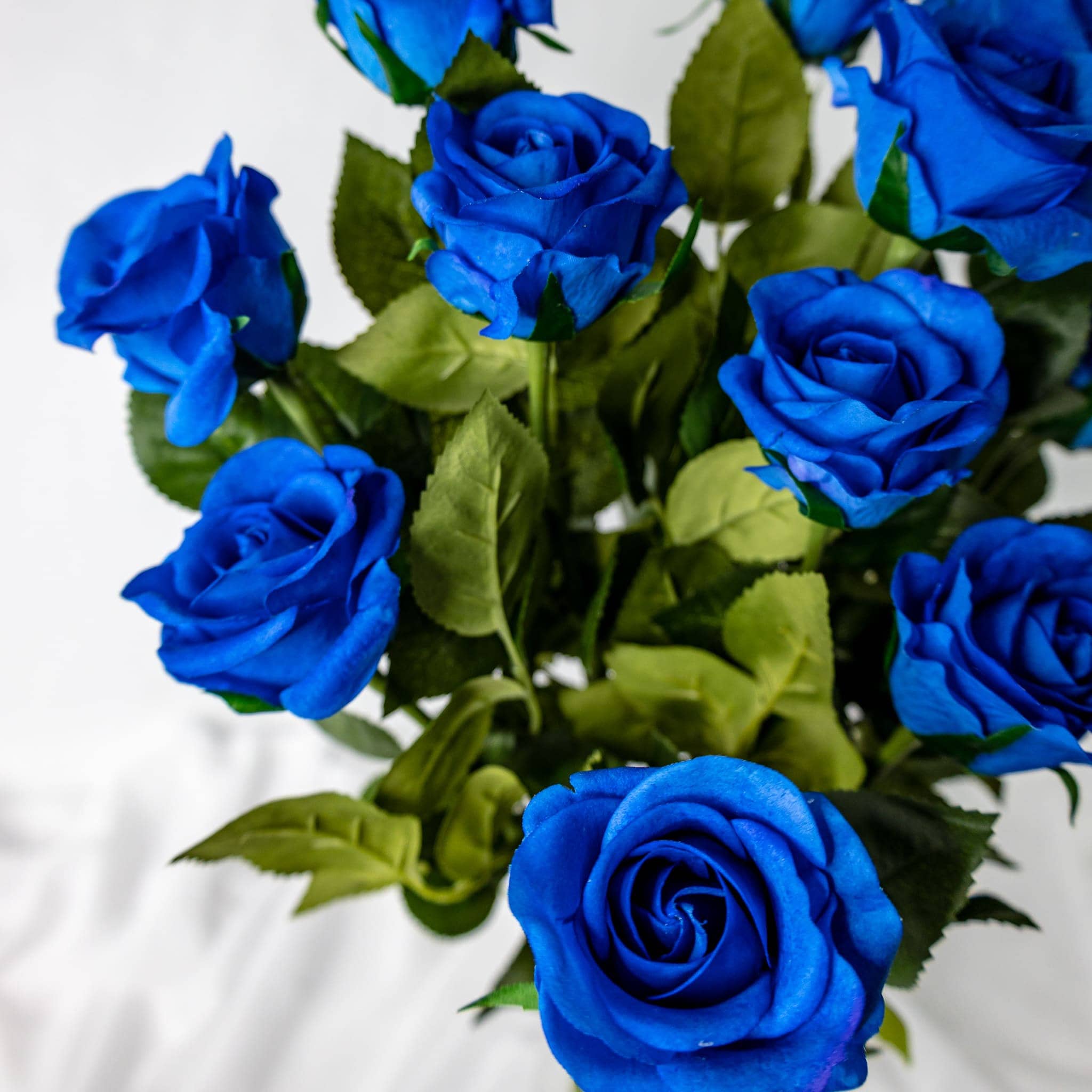 Deep Blue Real Touch Half Bloom Rose - Realistic Artficial Flowers