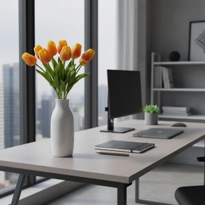 Stelo di tulipano arancione realistico al tatto, 50 cm, fiore di tulipano finto, tulipani artificiali realistici per decorazioni per la casa di matrimoni immagine 3