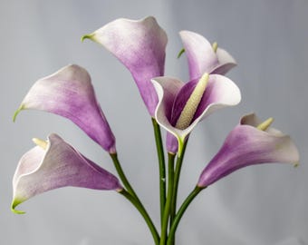 Picasso Mini Calla Lily, Real Touch Faux Calla Stem, Sztuczna Calla Kwiat do Bukietów i Dekoracji Domu