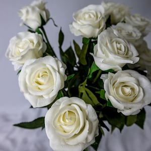 White Real Touch Half Bloom Rose - Realistic Artficial Flowers