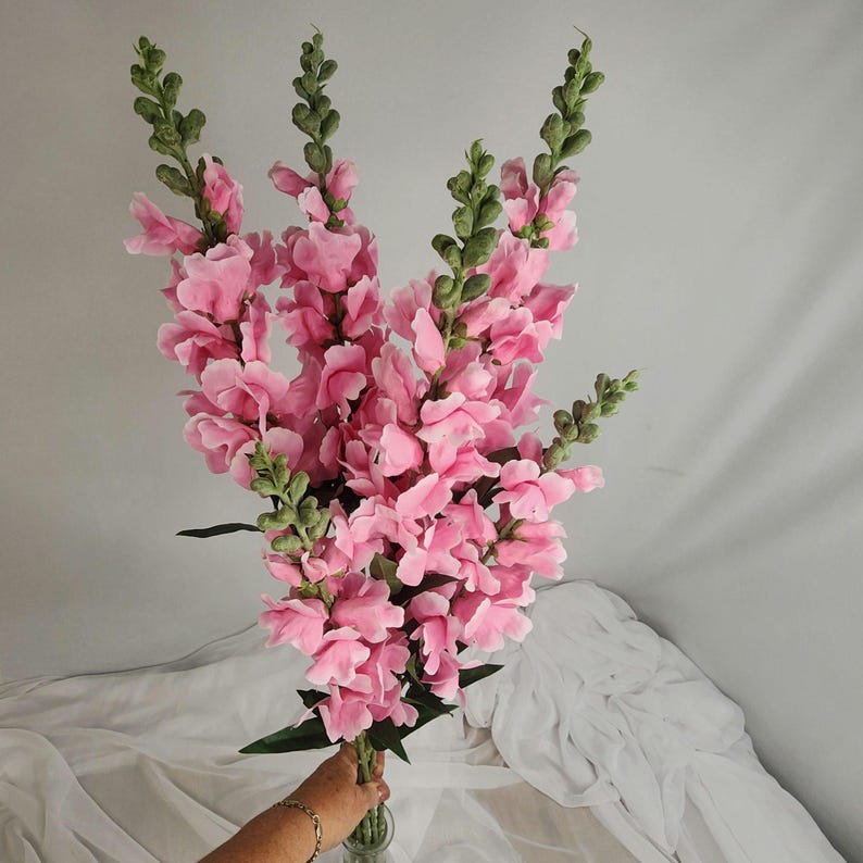Deep Pink Snapdragon Artificial Soft Touch Silk Flowers - Realistic ...