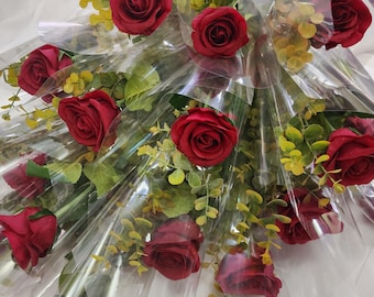 Gift Wrapped, Single, Real Touch, Red Rose - Realistic Artificial Flowers