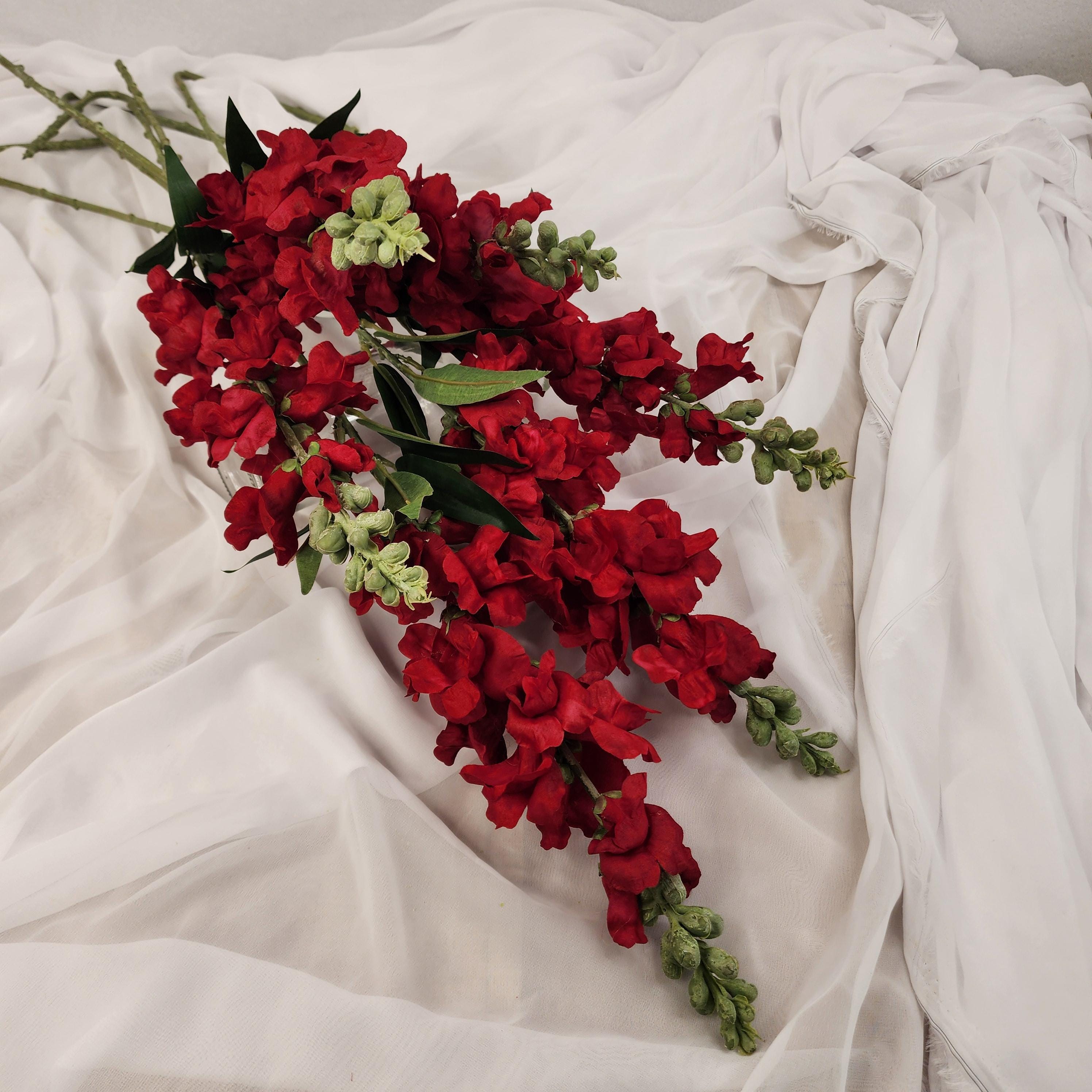 Red Snapdragon Artificial Soft Touch Silk Flowers - Realistic ...