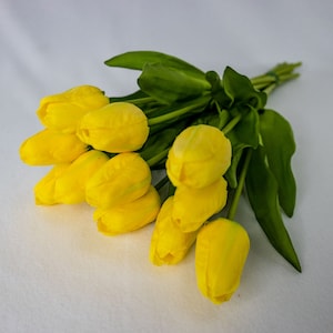 Yellow  Real Touch Tulips - Realistic Artificial Flowers