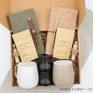 Thank You Gift Basket for Couples, Mugs, Journals, Candles, Box, Family, Housewarming, Client, Sympathy